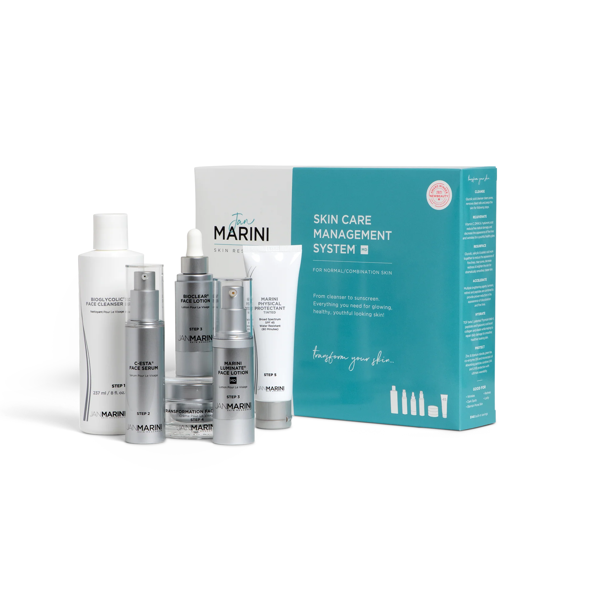 Jan Marini Skin Care Management System - Normal / Combination with Marini Physical Protectant SPF 45 Tinted