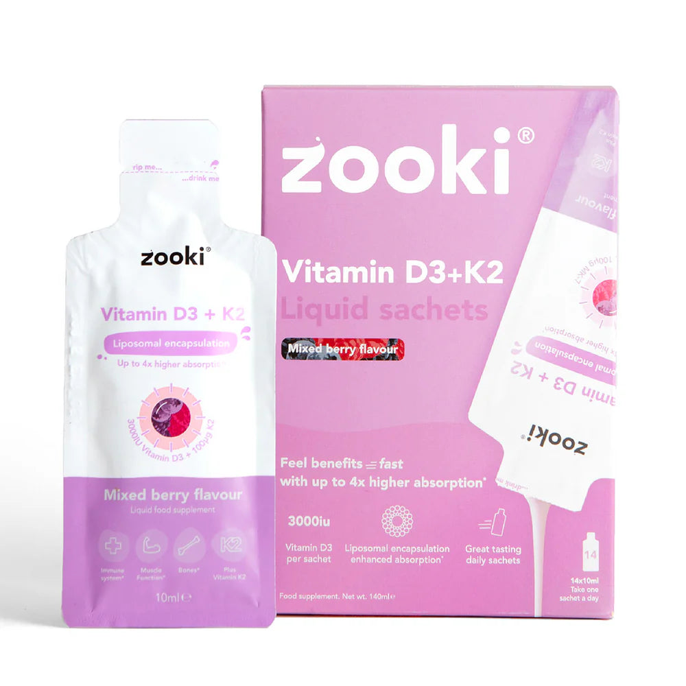 Zooki Vitamin D3+K2 Mixed Berry Liquid Sachets