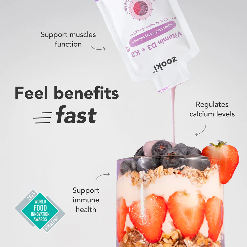 Zooki Vitamin D3+K2 Mixed Berry Liquid Sachets