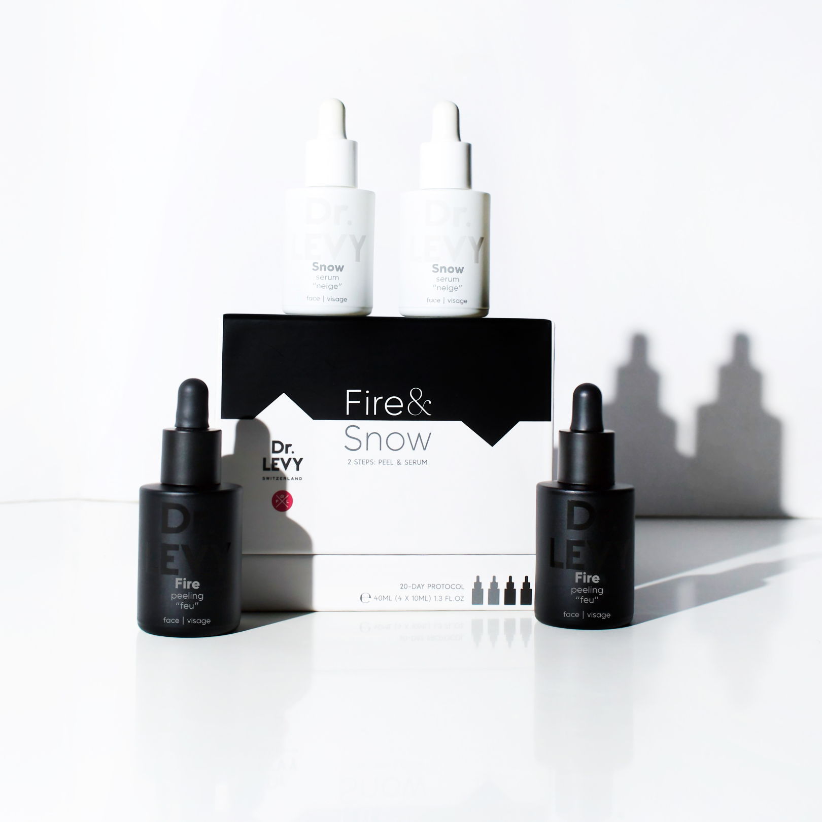 Dr LEVY Fire & Snow Peel & Serum 20 day protocol 4 x 10ml