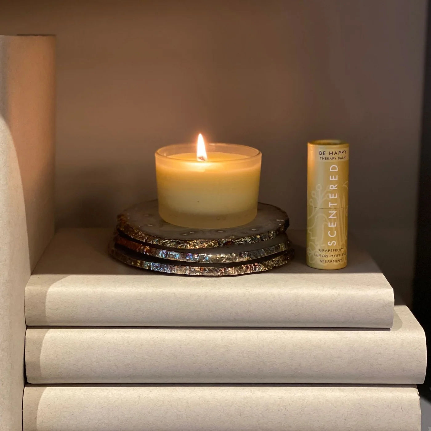 Scentered Happy Balm And Candle Set